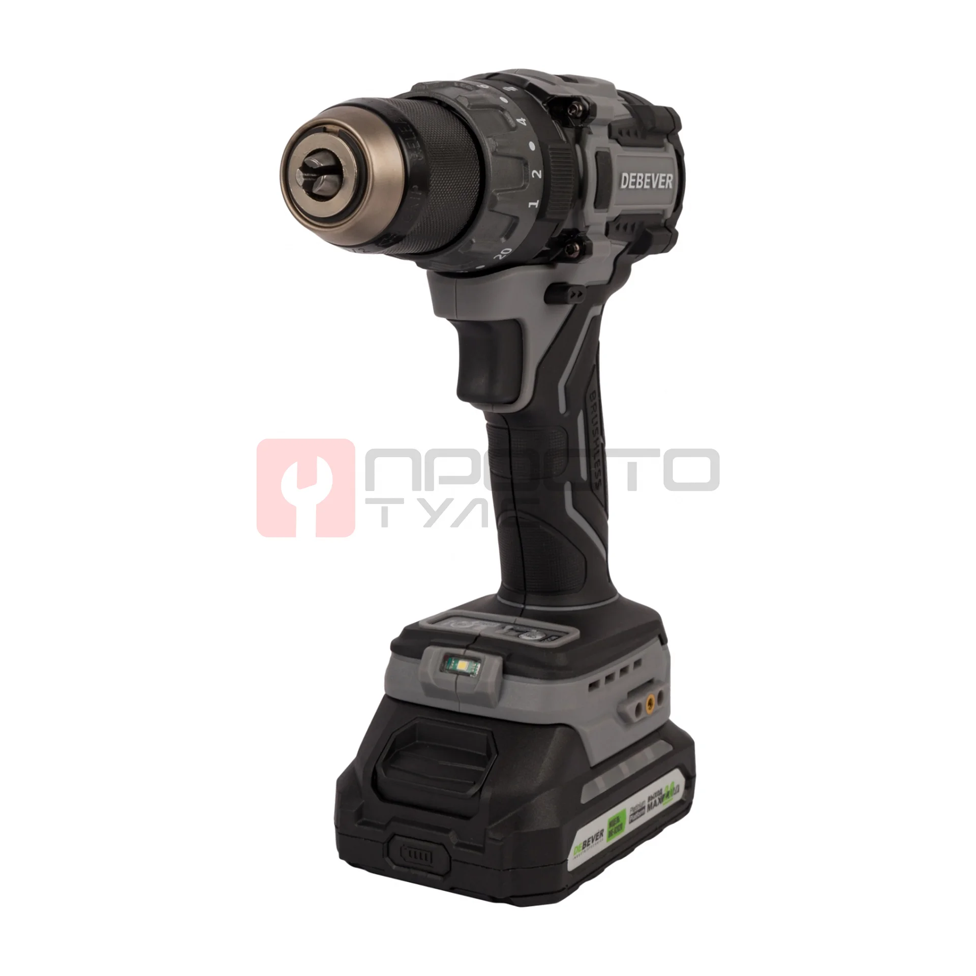 DBE-7332CKIT Дрель-шуруповерт аккумуляторная DeBever бесщеточная, ударная, 85Nm, 20+3, 13мм, 20В, 2 Ач в наборе с аккумулятором и зарядным устро фото (9)