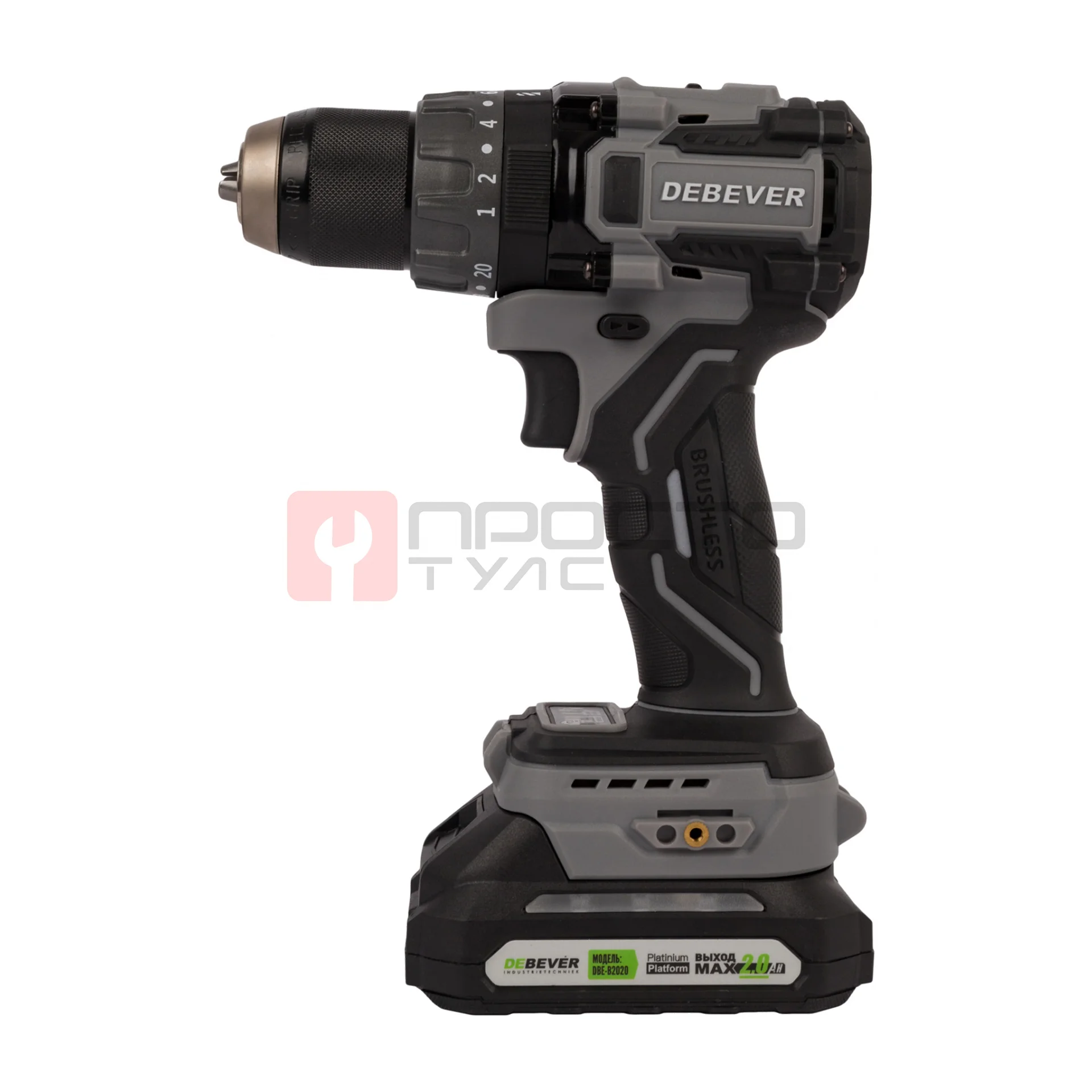 DBE-7332CKIT Дрель-шуруповерт аккумуляторная DeBever бесщеточная, ударная, 85Nm, 20+3, 13мм, 20В, 2 Ач в наборе с аккумулятором и зарядным устро фото (6)