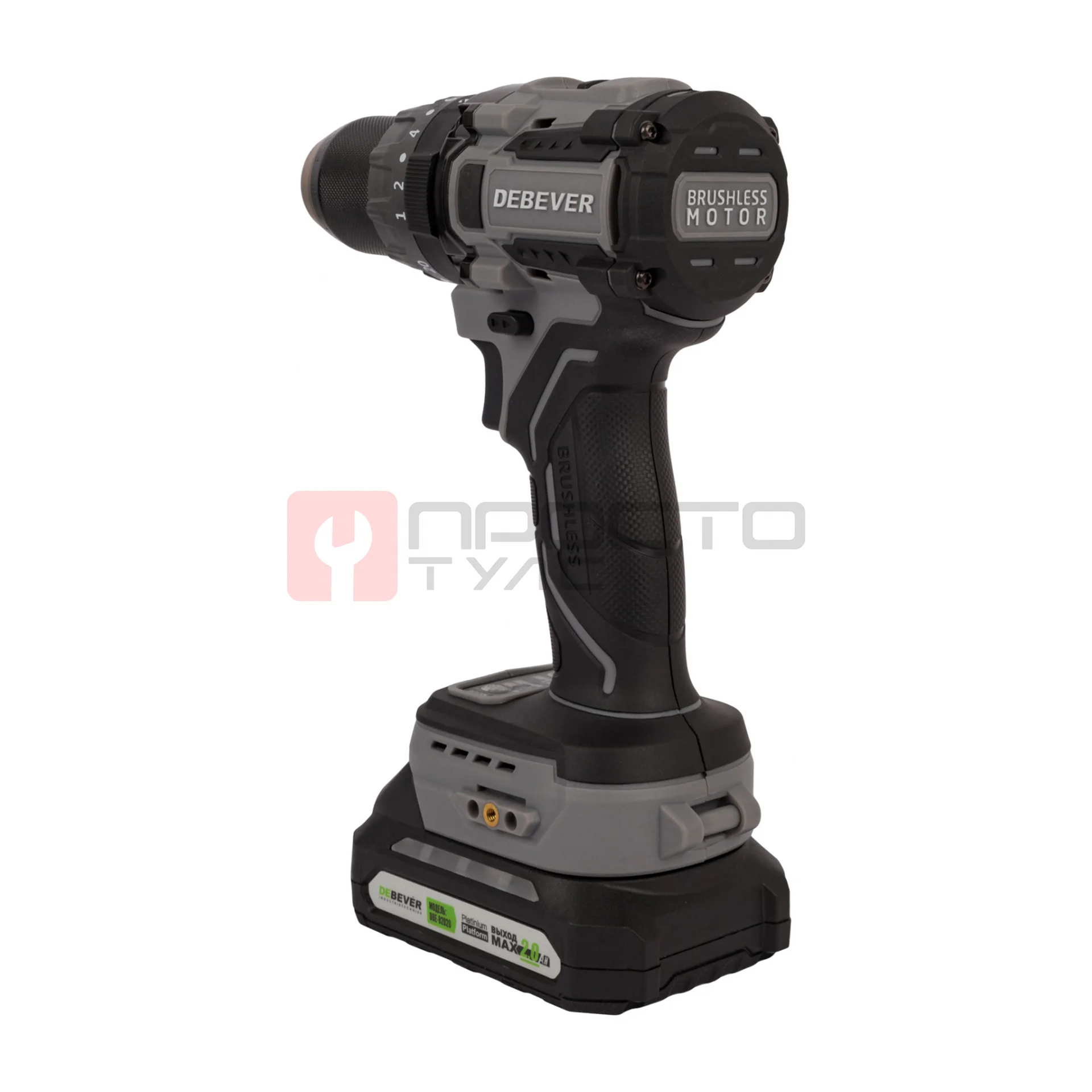 DBE-7332CKIT Дрель-шуруповерт аккумуляторная DeBever бесщеточная, ударная, 85Nm, 20+3, 13мм, 20В, 2 Ач в наборе с аккумулятором и зарядным устро фото (7)