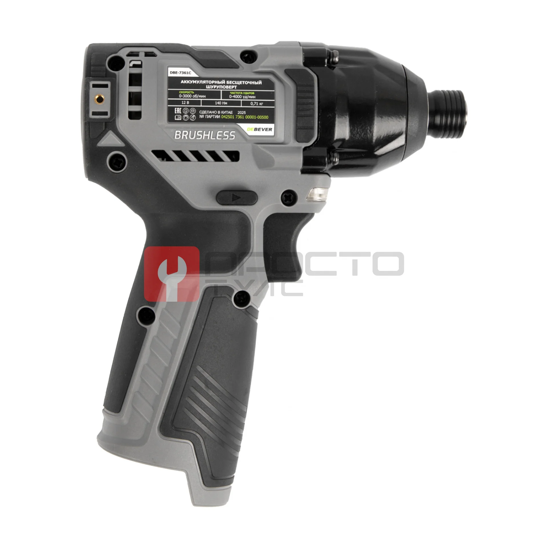 DBE-7361C Винтоверт аккумуляторный DeBever бесщеточный, ударный, шестигранник 1/4", 140Nm, 12В фото (5)