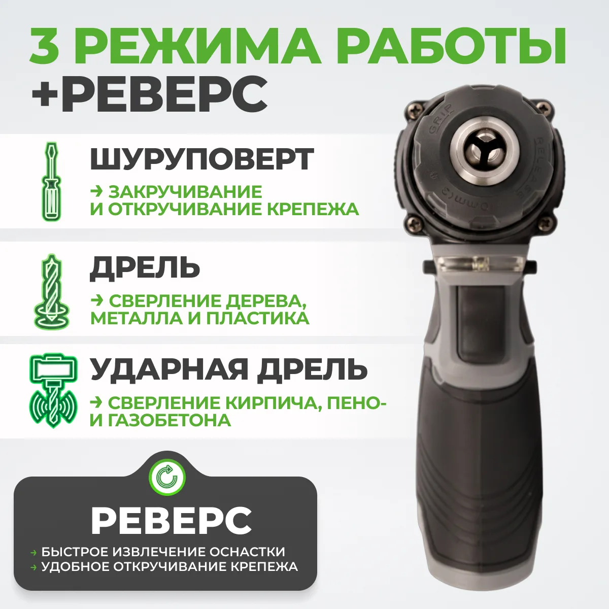 DBE-7311CKIT2 Дрель-шуруповерт аккумуляторная DeBever бесщеточная, ударная, 45Nm, 19+3, 10мм, 12В, 2*1.5 Ач в наборе с двумя аккумуляторами и за фото (2)