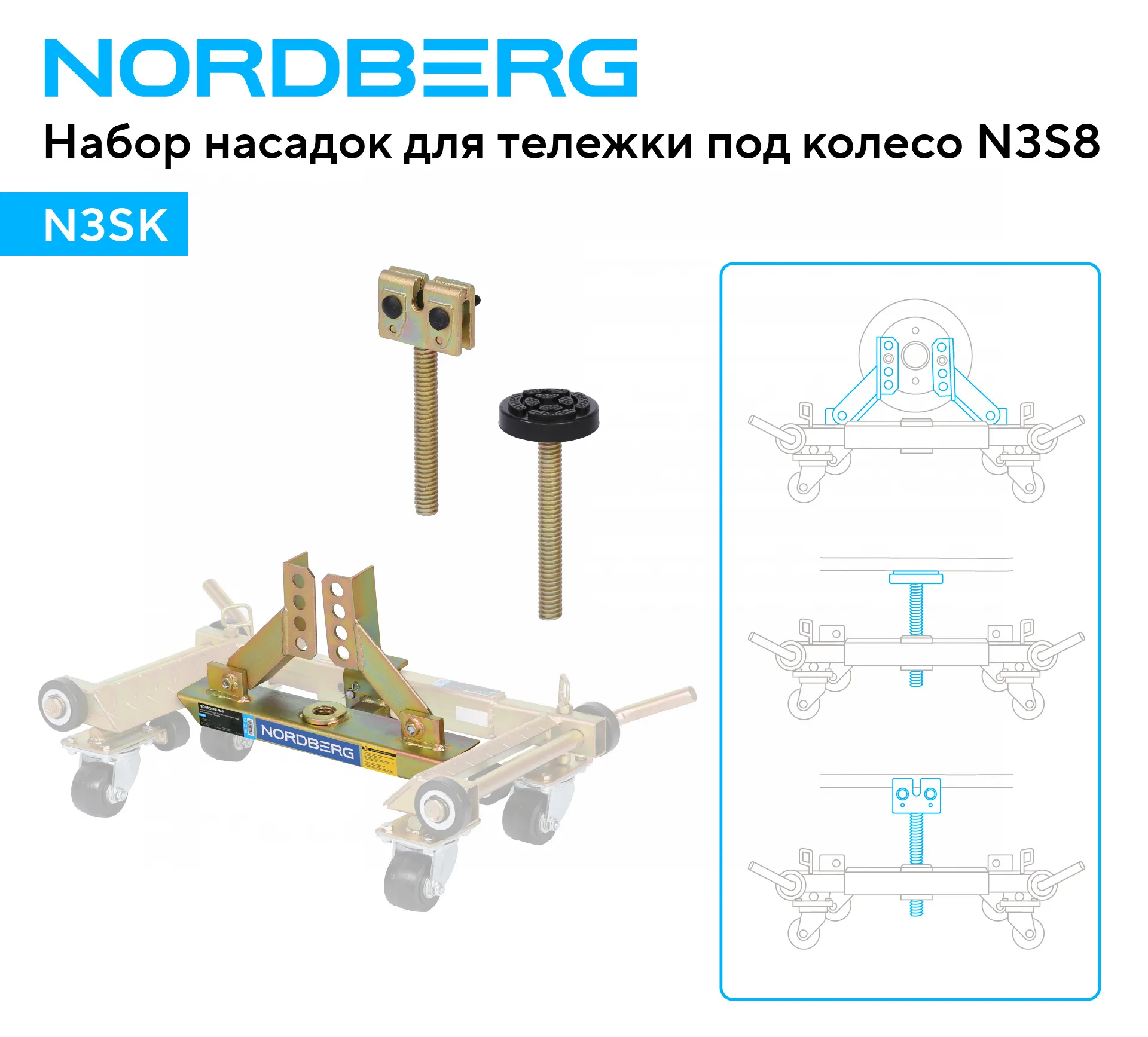 Набор насадок для тележки под колесо N3S8 NORDBERG N3SK фото (1)