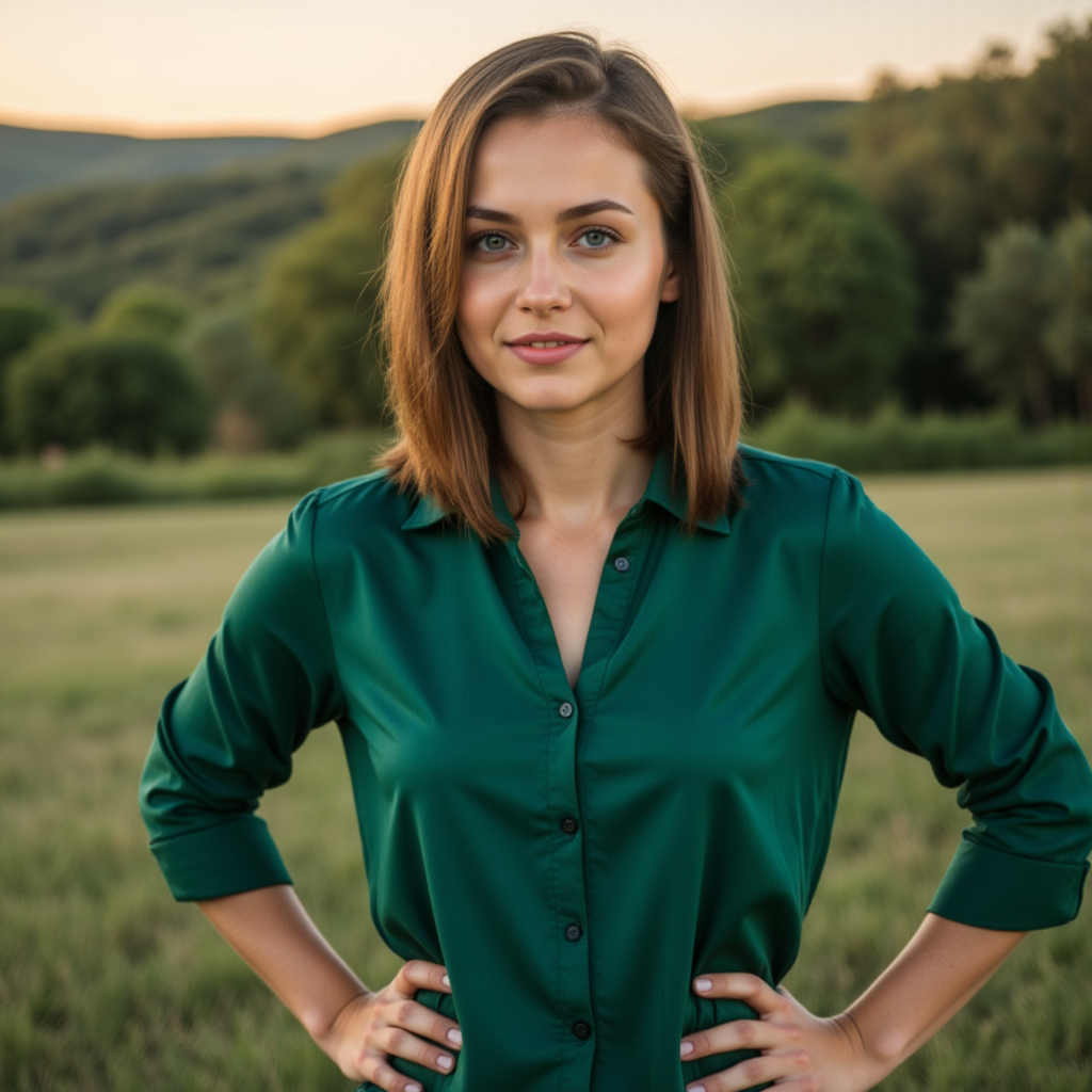 Изумрудная элегантность: Фотосессия в мягком свете