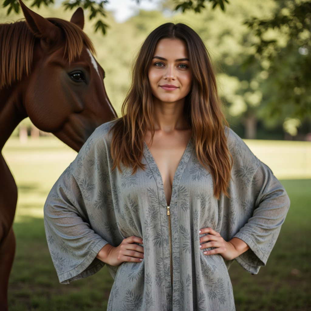 Лошадка, Девушка и Кафтан: AI Фото Шедевр