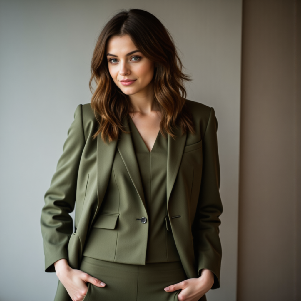 Нейросеть: Бизнес-фото в Olive Блейзере (Softbox)