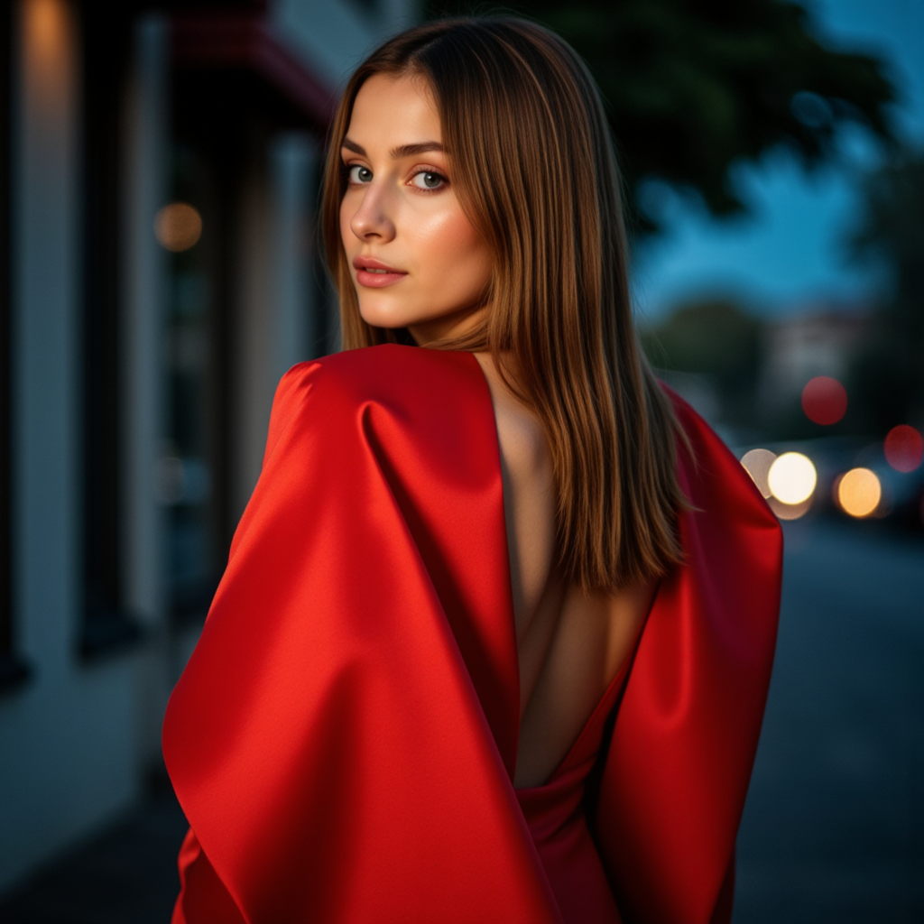 Красное шелковое совершенство: AI-фото в стиле high-fashion