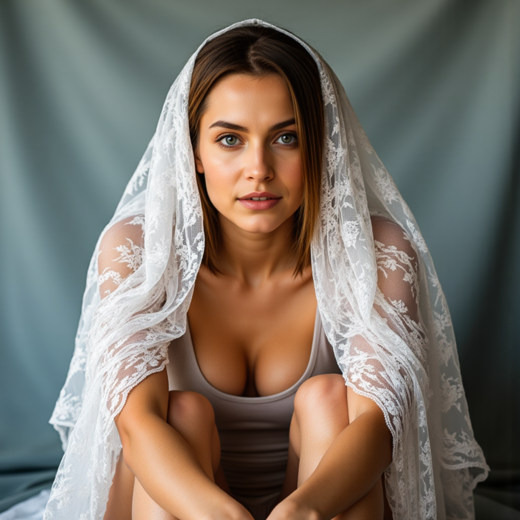 Фотосессия с вуалью: идеи в студии