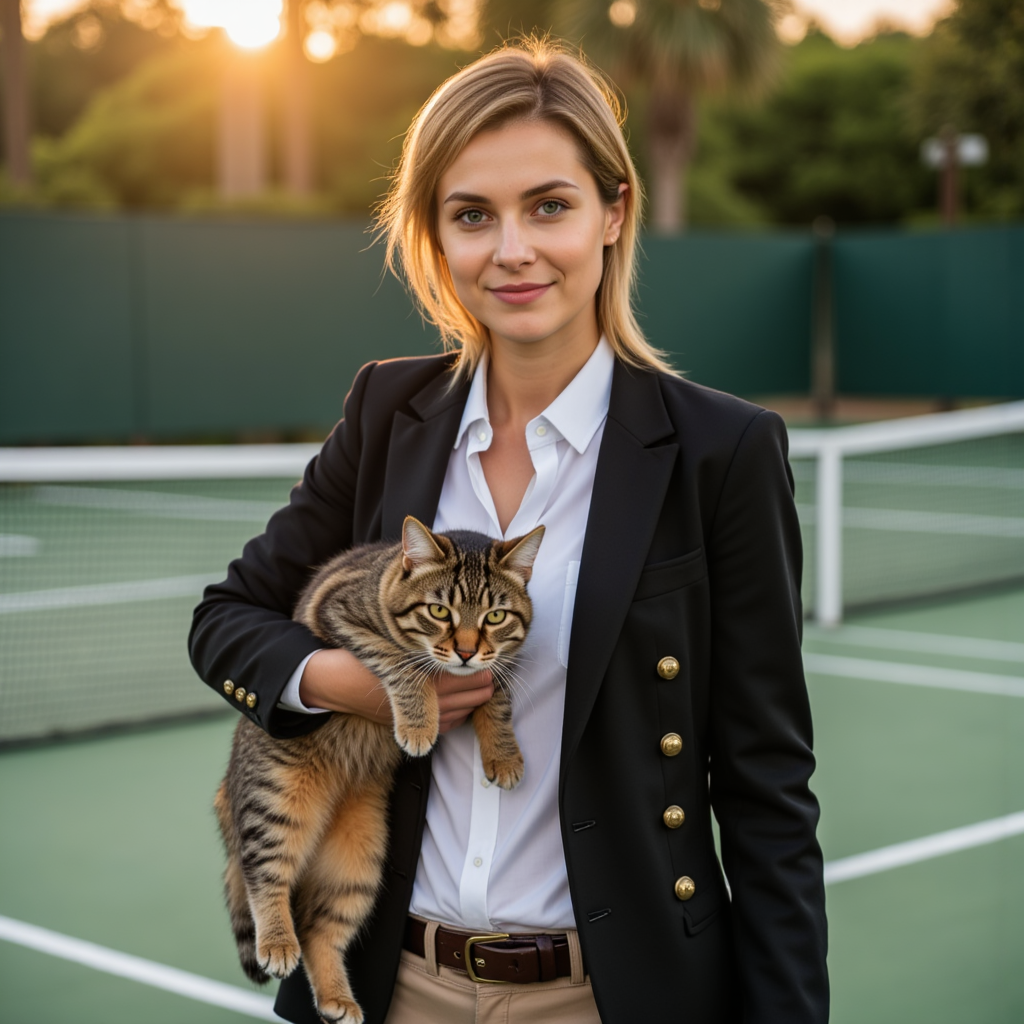 Преппи-портрет: фотосессия кошки на корте