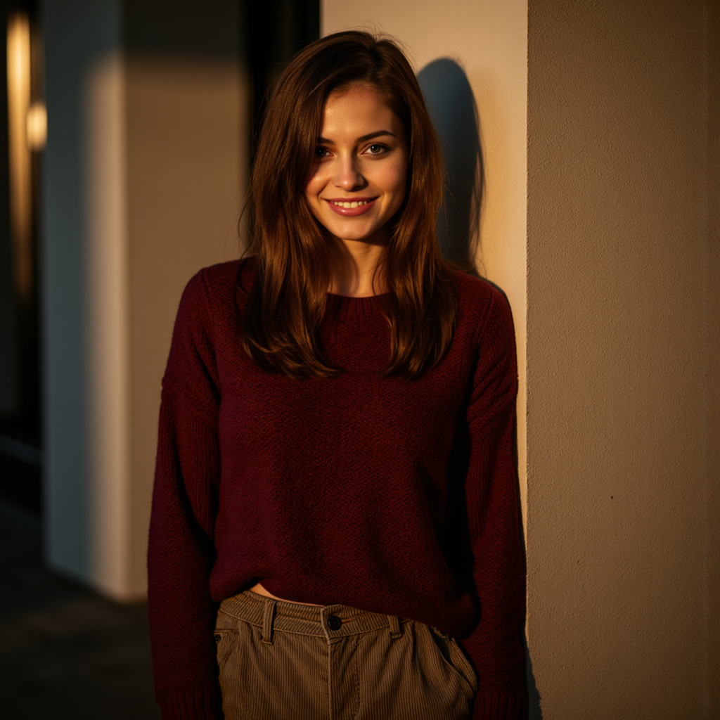 AI Фото Дня: Портрет в Maroon Свитере