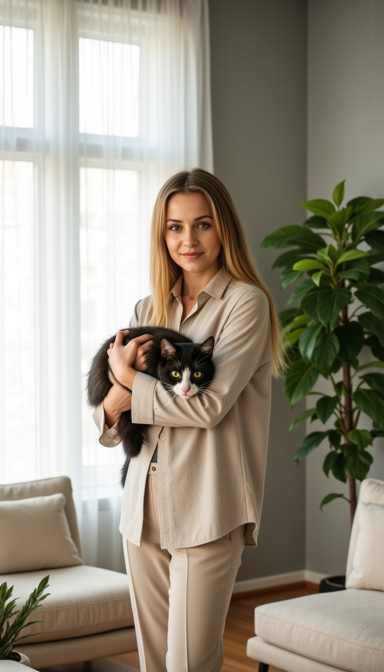 Фотосессия с котиком: Нежный High-Key Портрет