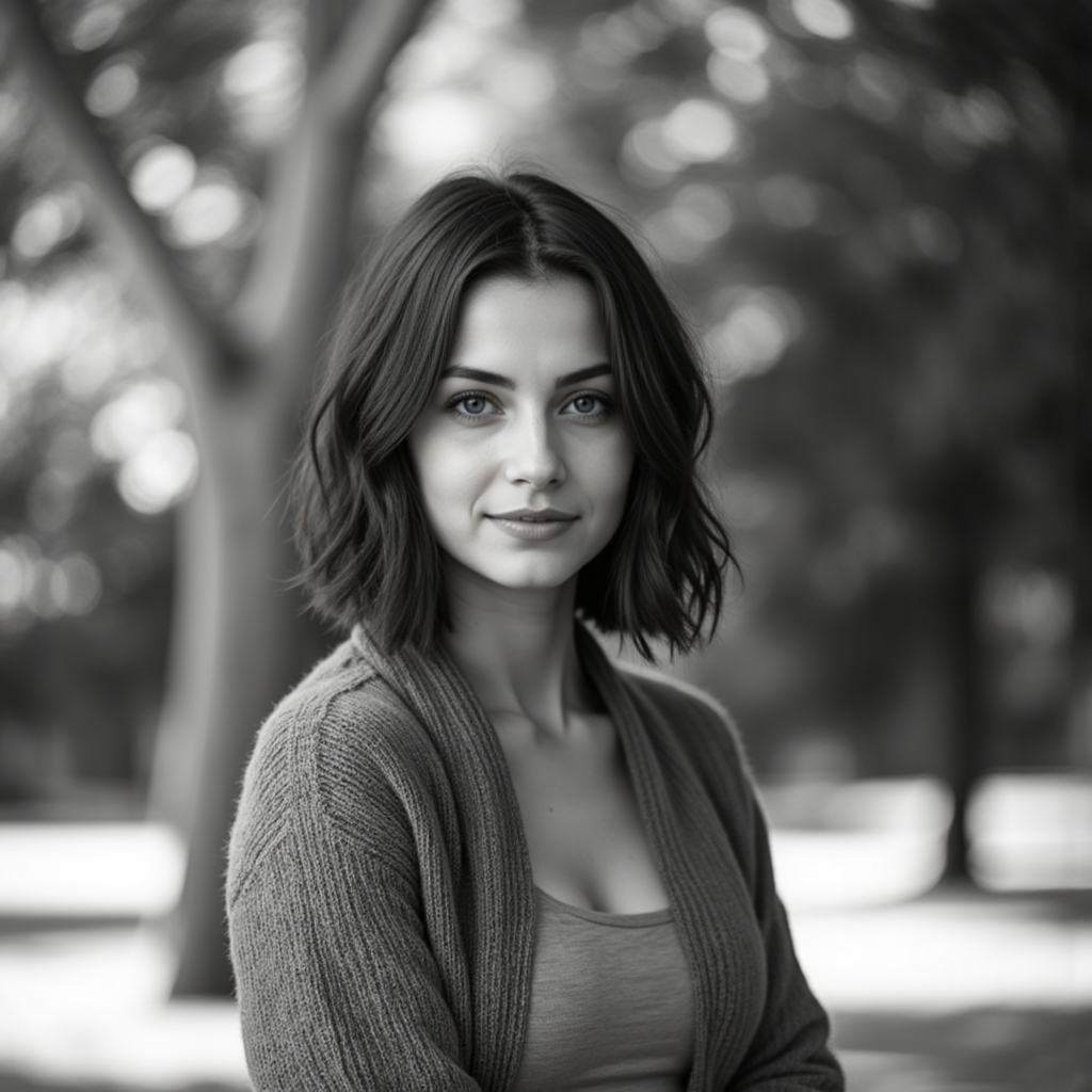 Черно-белая фотосессия в парке: Женственность в золоте