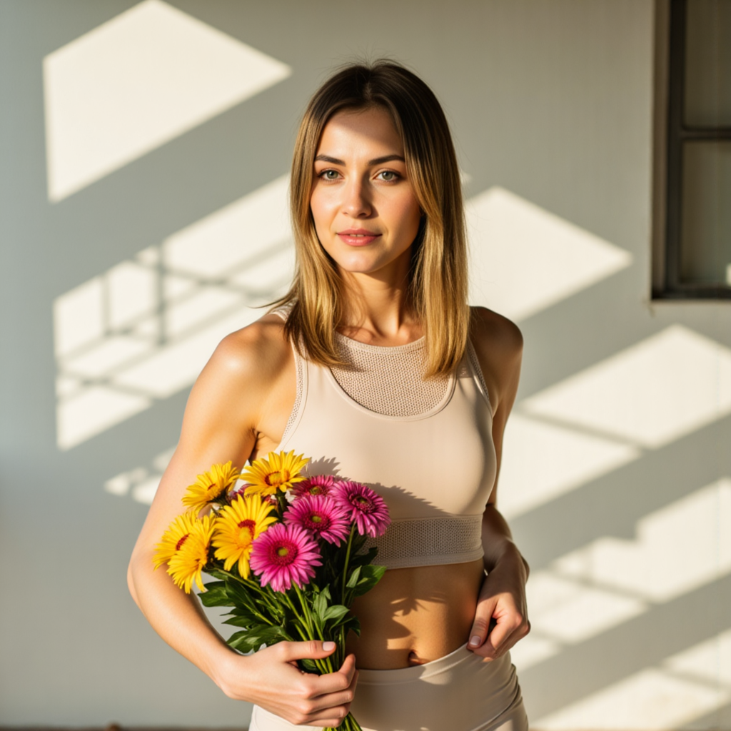 Спортивная фотосессия с цветами: свежо и естественно