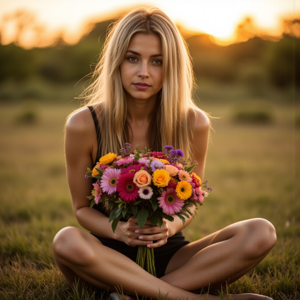 Фотосессия с цветами: Золотой час и 85mm