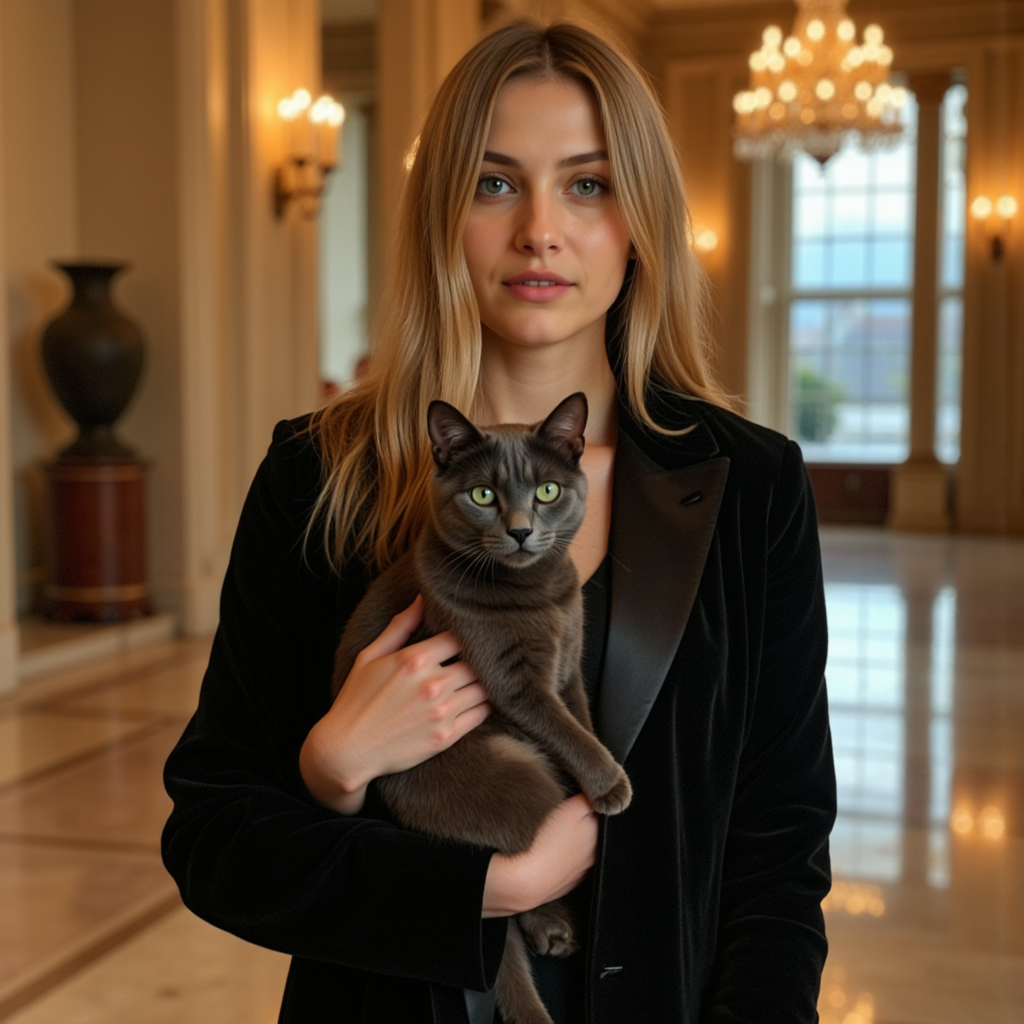 Фотосессия с кошкой: Роскошь в бархате и шелке