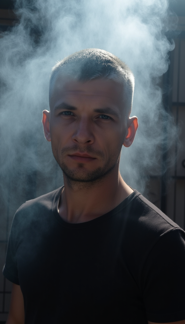 Дым и Симметрия: Драматичная Фотосессия (AI)