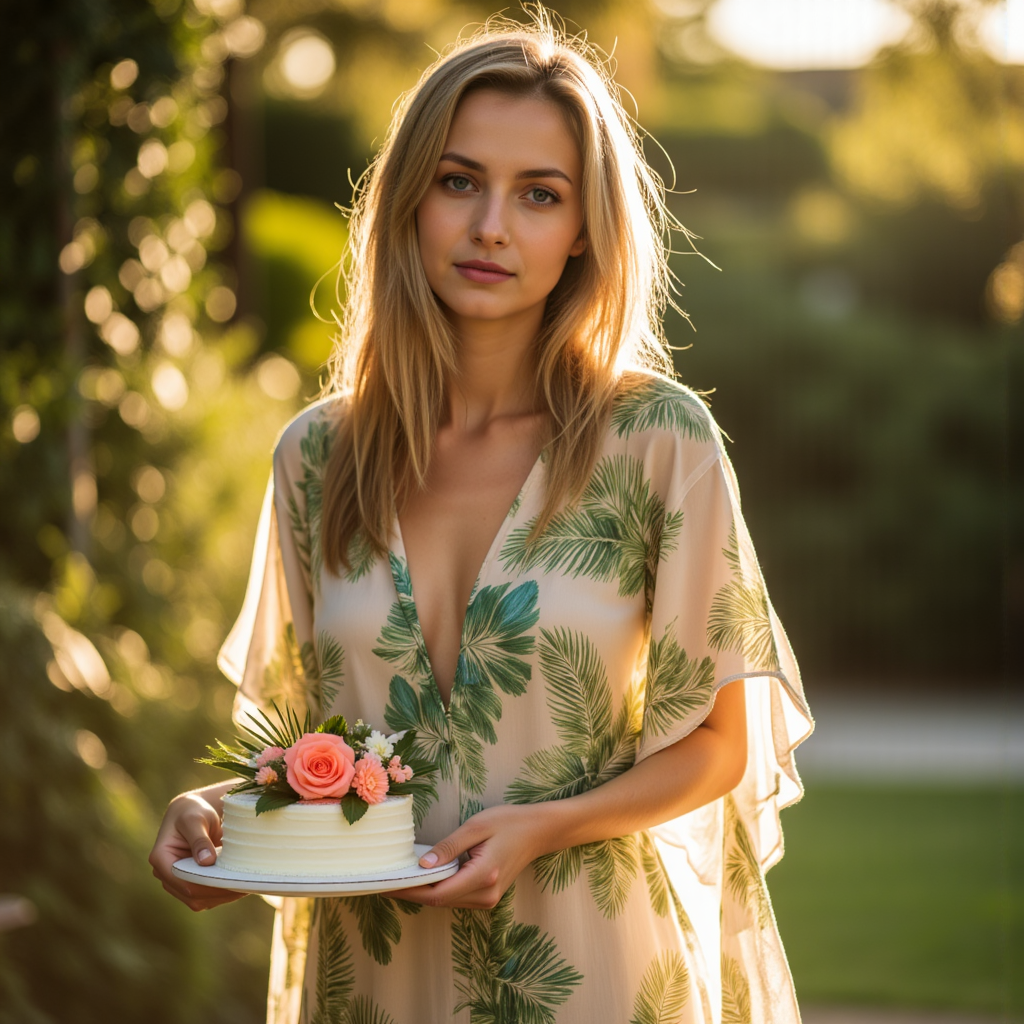 Тропическая фотосессия: Кафтан, Солнце и Торт