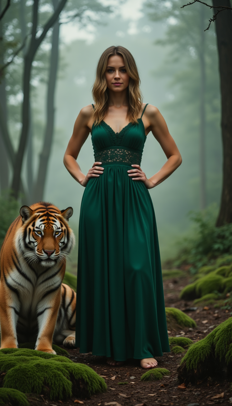 Фотосессия с тигром: Изумруд и тайга