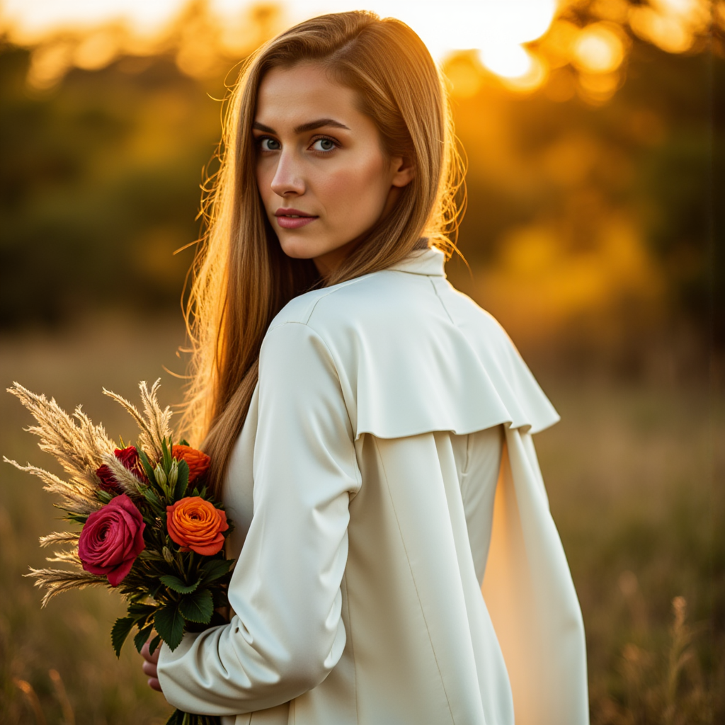 Элегантная фотосессия: Модель в шелке и цветах