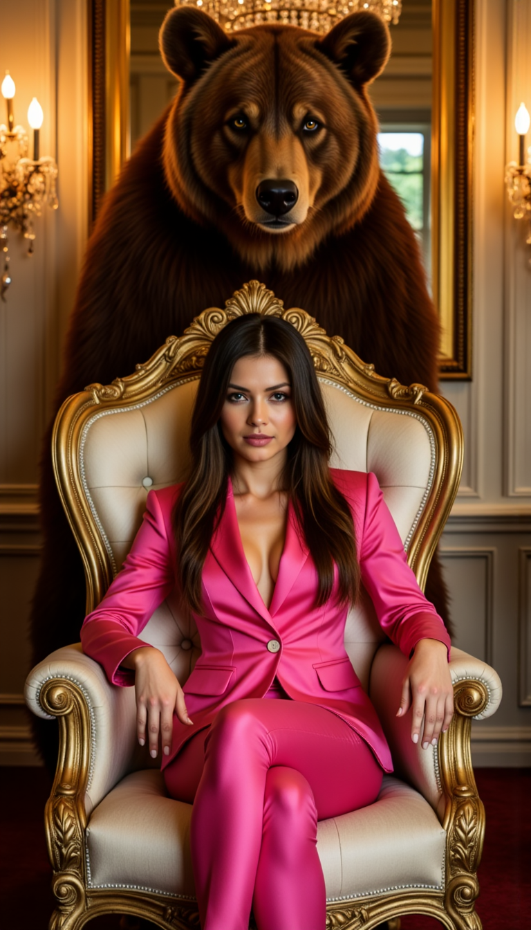 Гламур с Медведем: Дерзкая Фотосессия в Роскоши