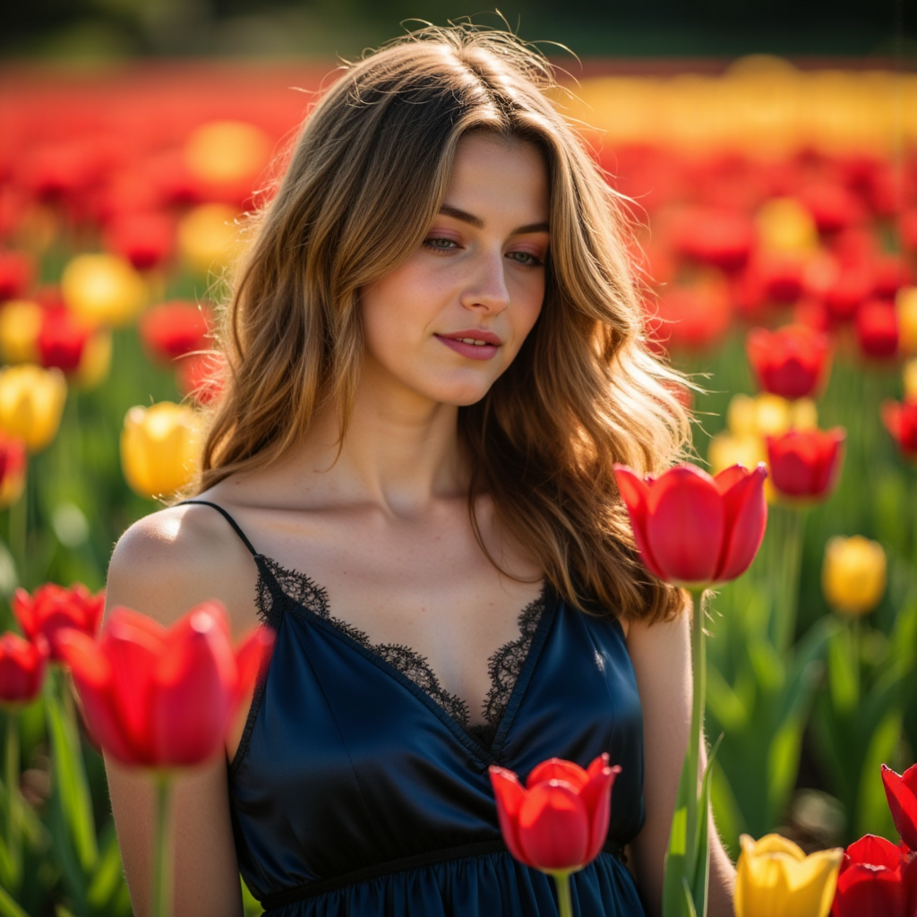 Фотосессия с тюльпанами: Нежное утро