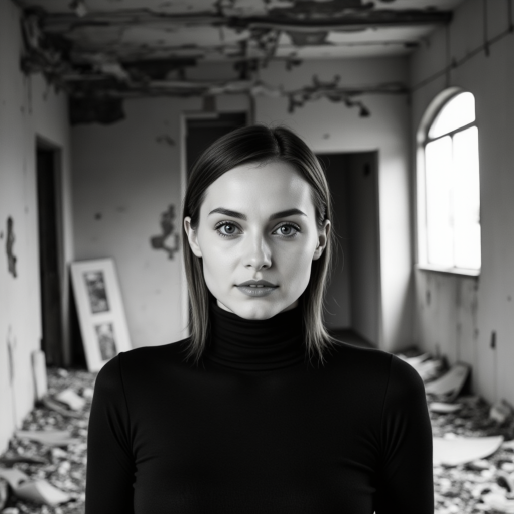 Заброшенное здание: Неоновая фотосессия в золотом стиле