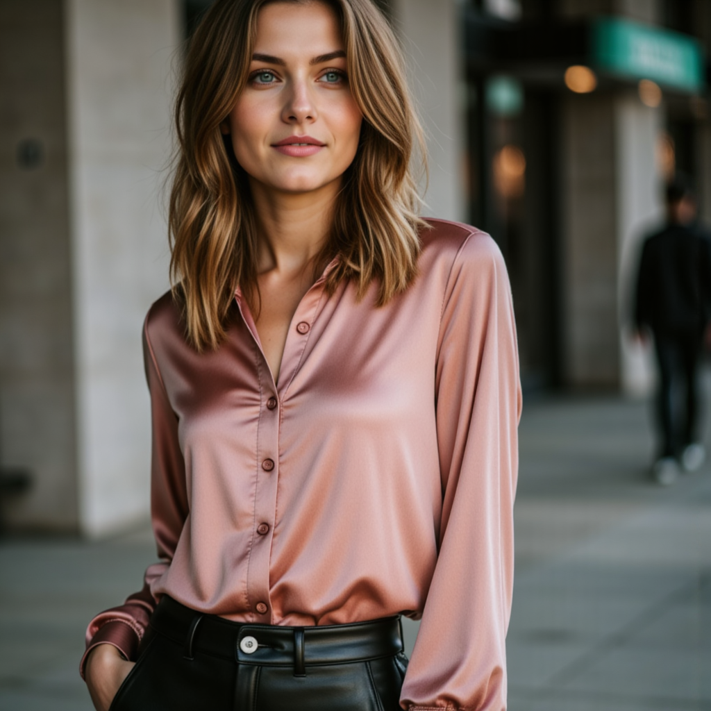 AI Фото: Urban-Chic Портрет (Pink Silk)