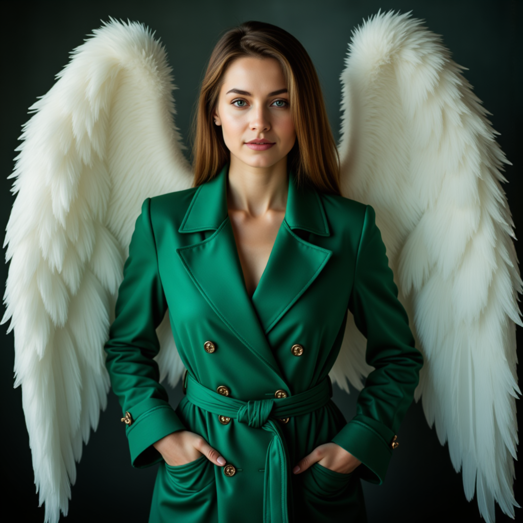 Ангельские крылья и нуар: фотосессия в изумруде
