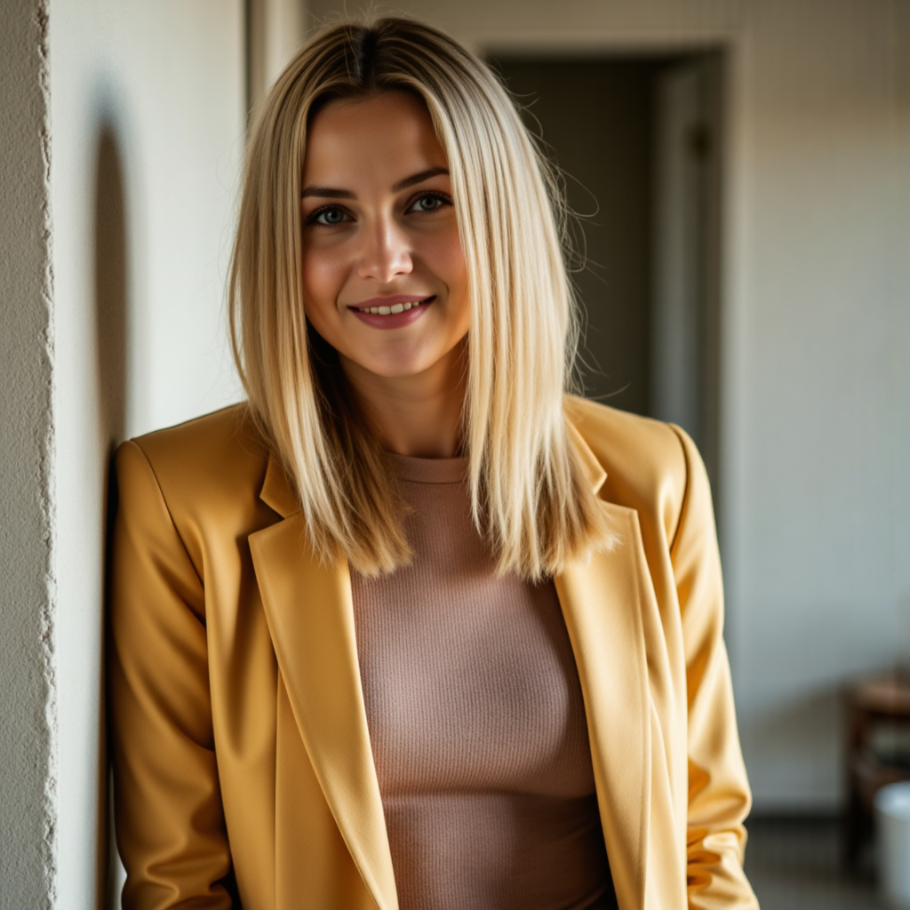 Утренняя фотосессия AI: Блейзер и Улыбка
