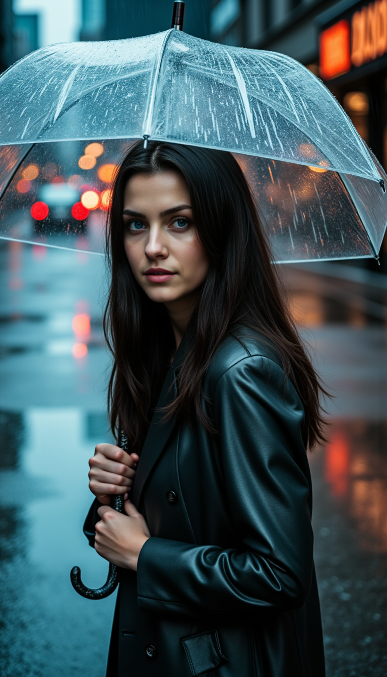 Дождь и зонт: Low-Key фотосессия Z9 (глаза в фокусе)