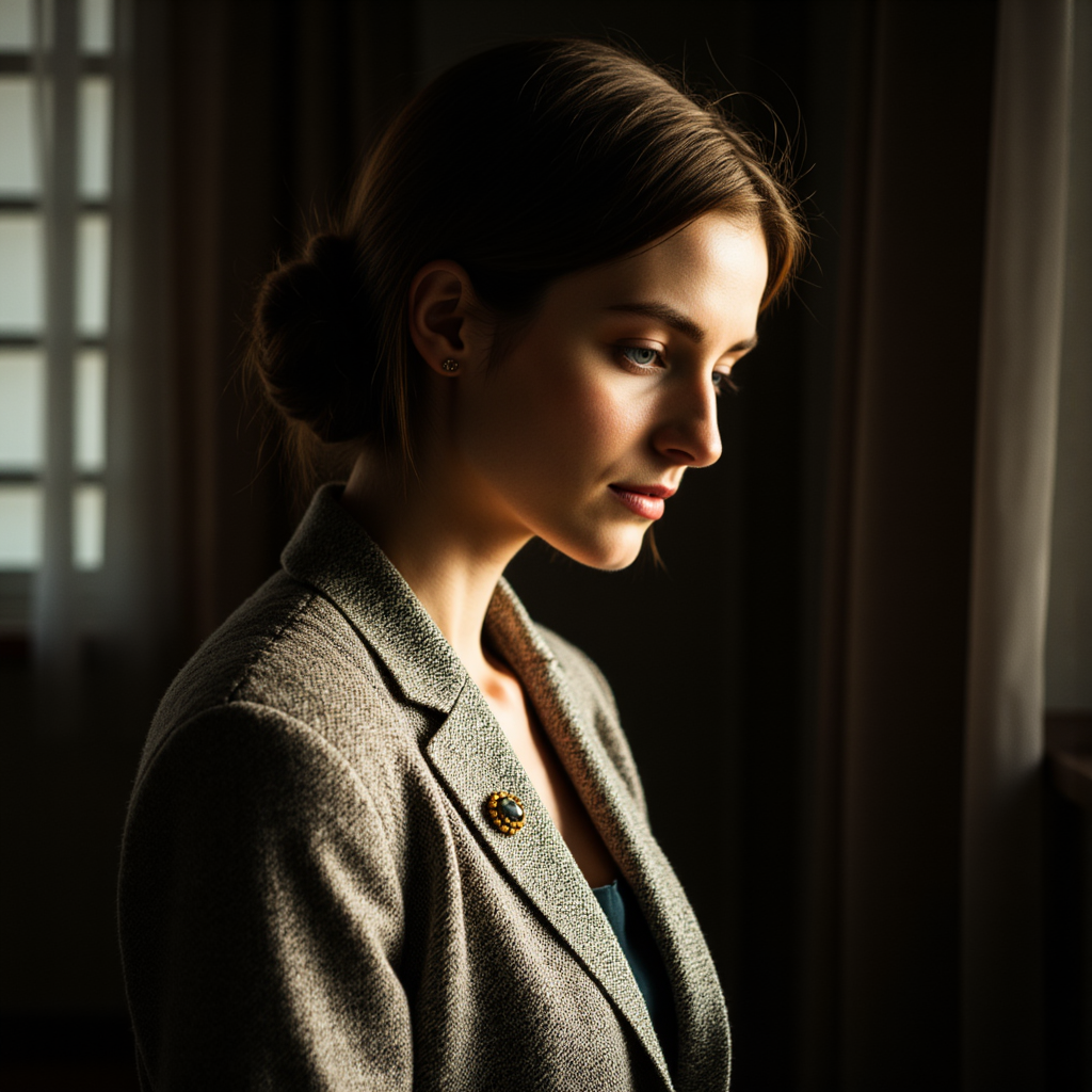 AI Винтаж: Созерцательный Портрет В Tweed