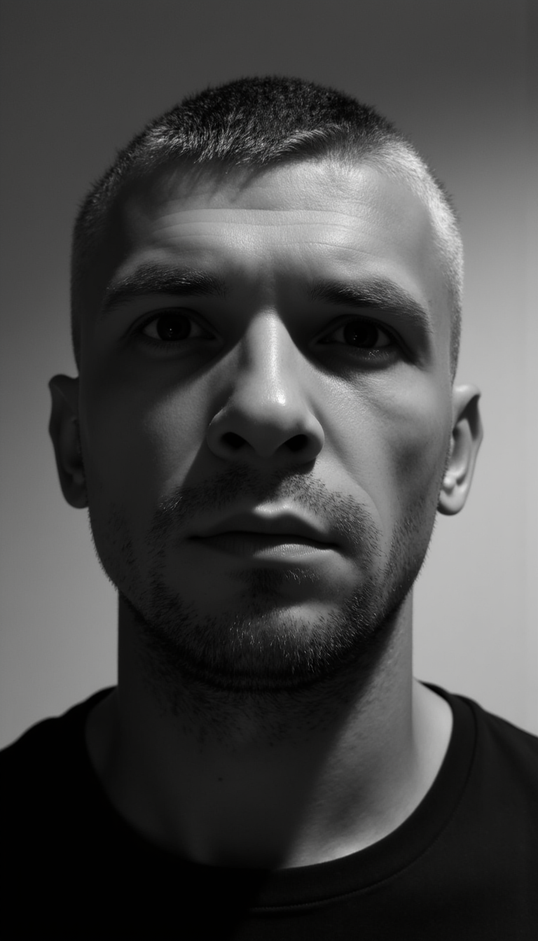 AI Ч/Б Портрет: Крик, Canon EOS R5, Студия