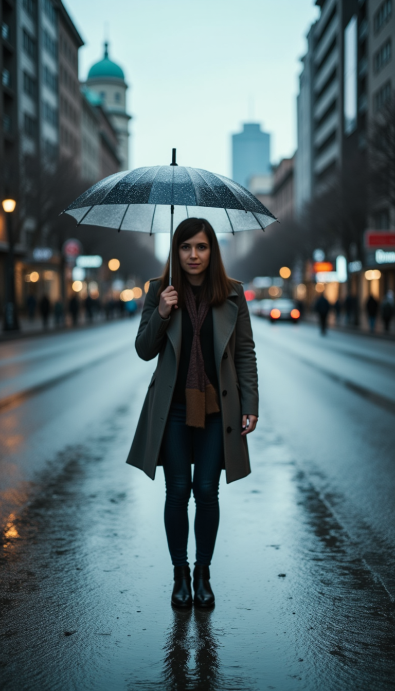 Фотосессия с зонтом: Тревожное отражение (Sony A1)