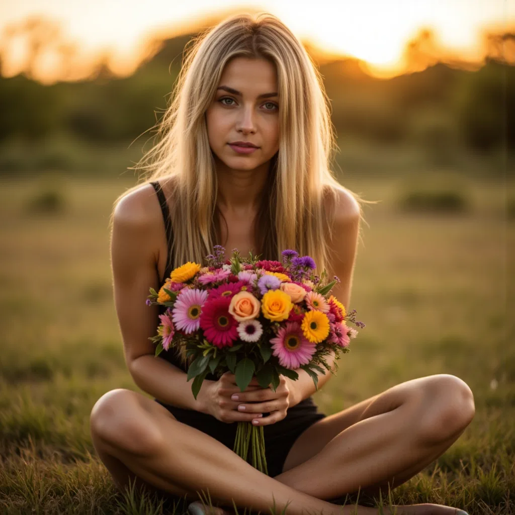 Фотосессия с цветами: Золотой час и 85mm