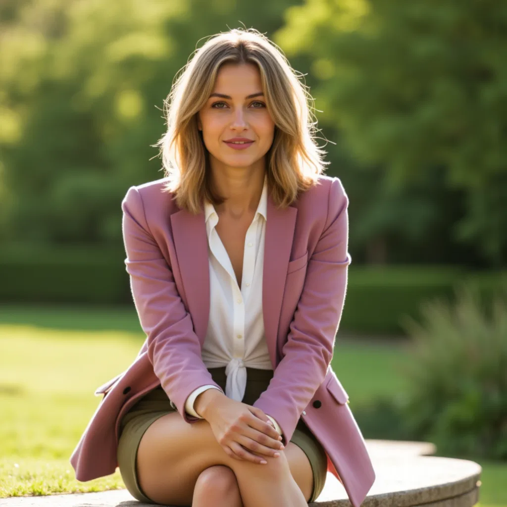 AI Casual Photos: Pink & Khaki Style