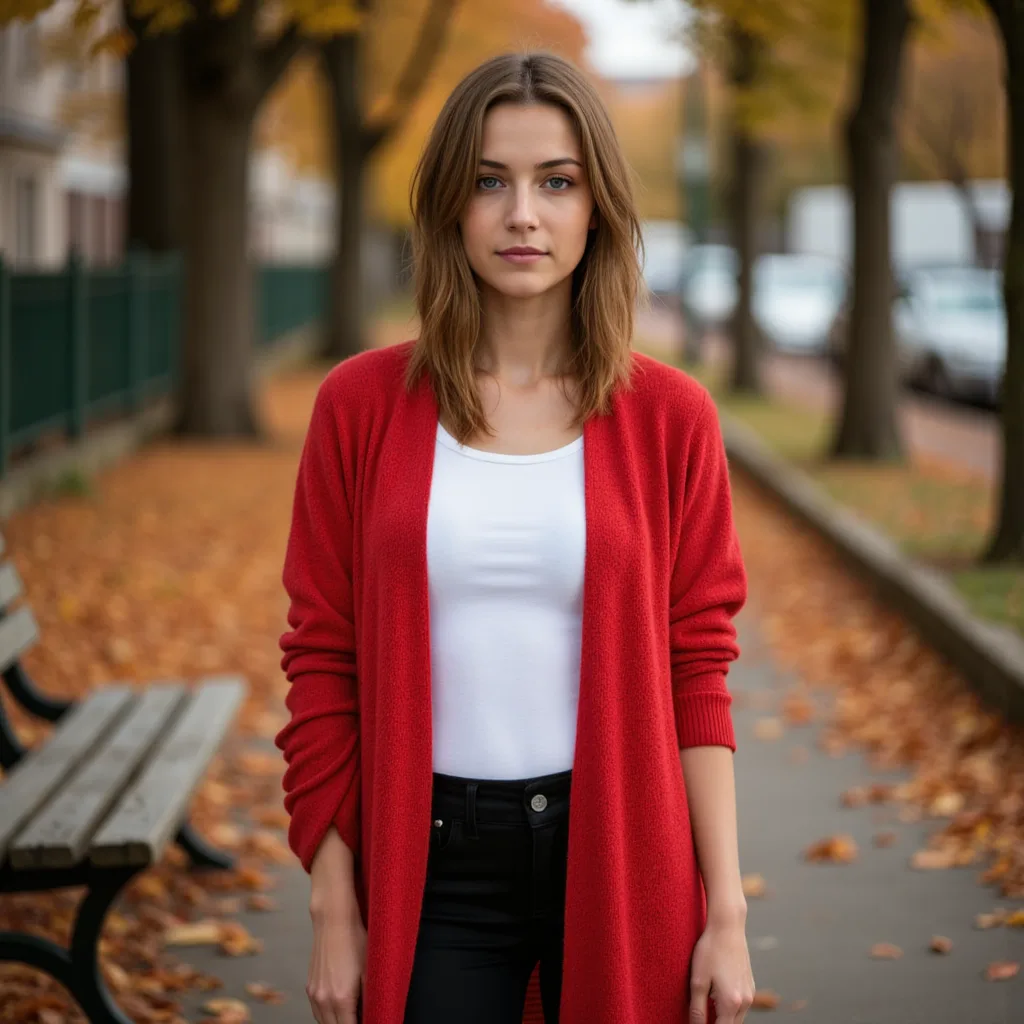 Уличная фотосессия в кардигане: осень и женственность