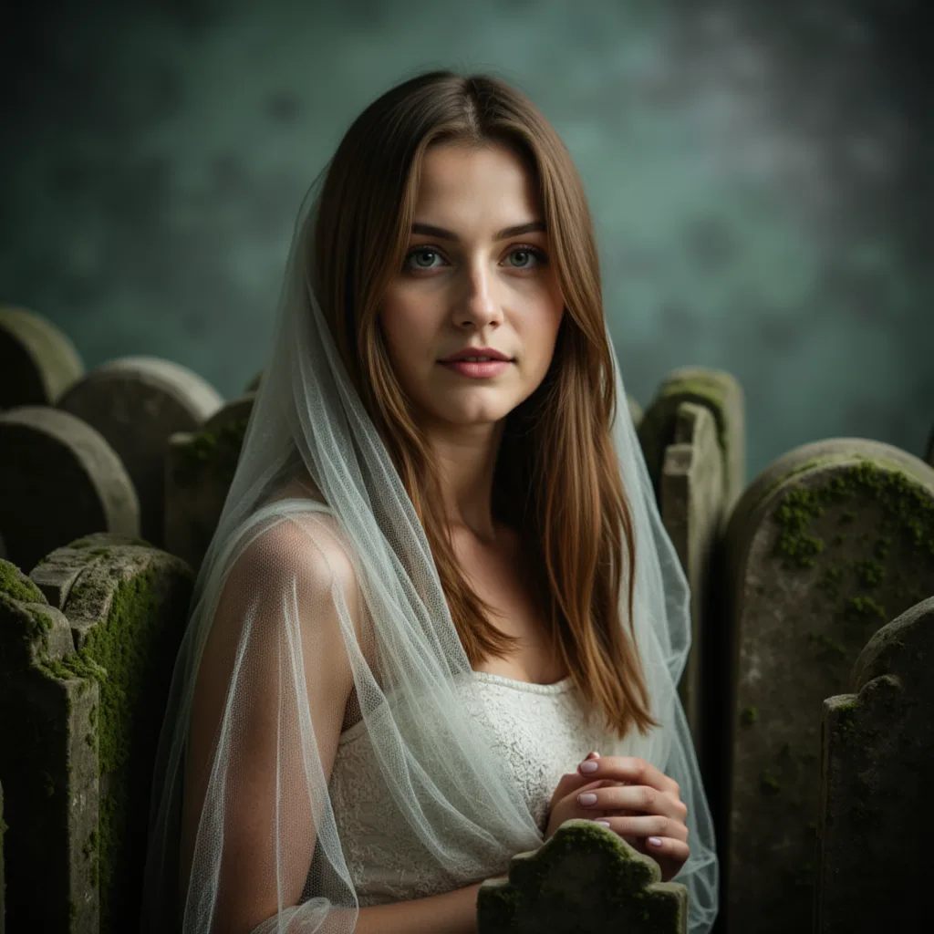 Таинственная фотосессия: Вуаль и мох в студии