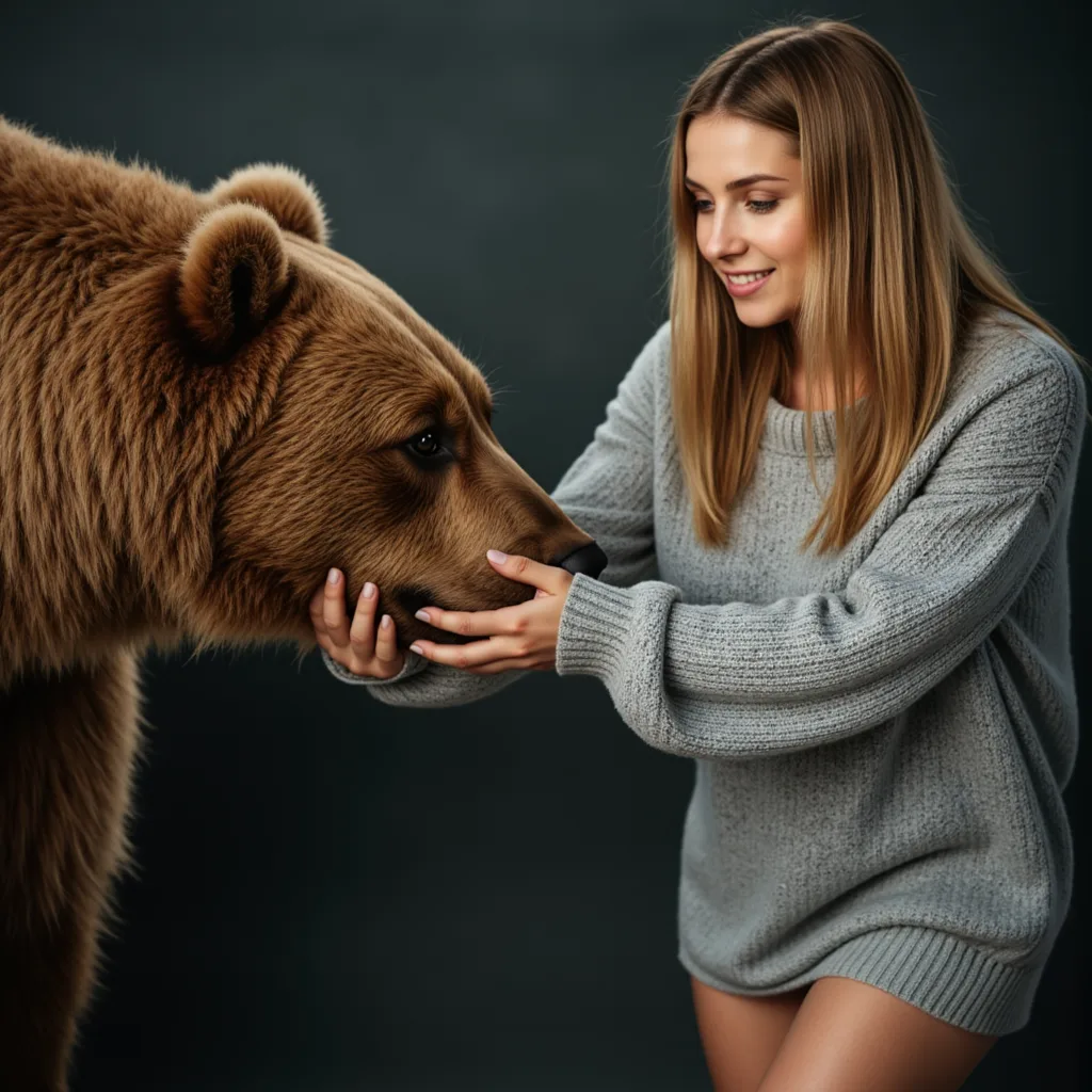 Серый свитер и медведь: фотосессия