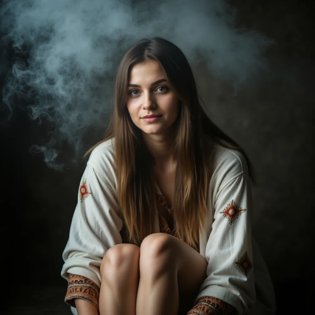 Дымчатая Меланхолия: Фотосессия в Белом Тунике