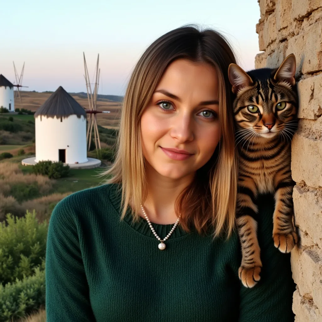 Кошачья фотосессия: Изумруд в лучах заката