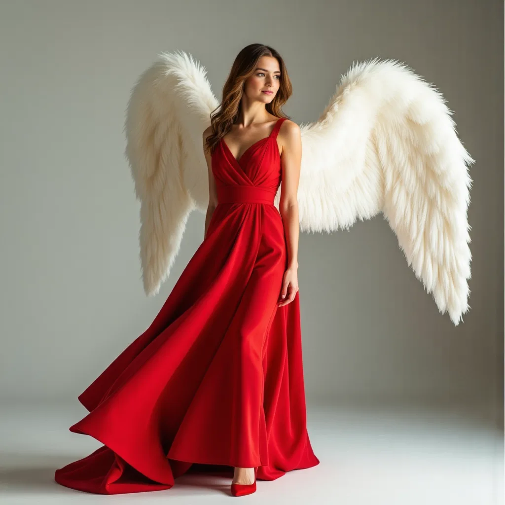 Крылья ангела & Красное платье: Фотосессия Haute Couture