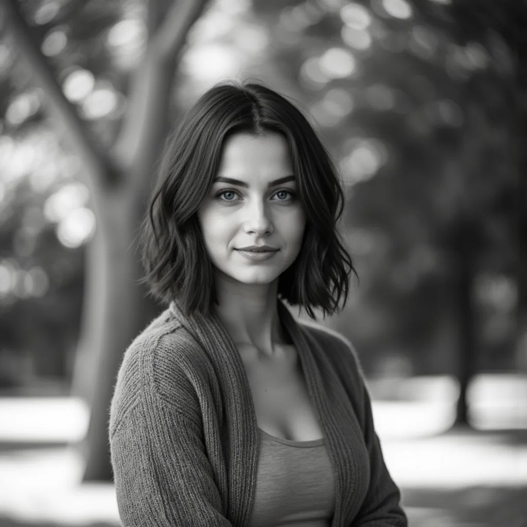 Черно-белая фотосессия в парке: Женственность в золоте