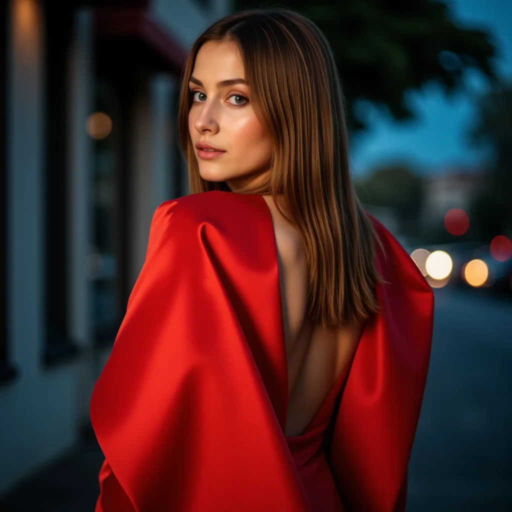 Красное шелковое совершенство: AI-фото в стиле high-fashion