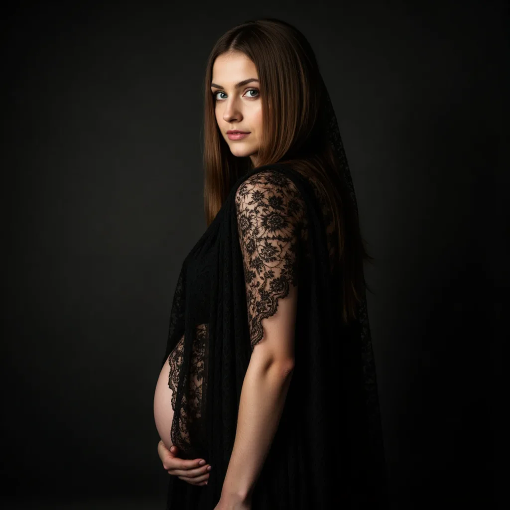 Гот-фотосессия беременных: завеса и свет