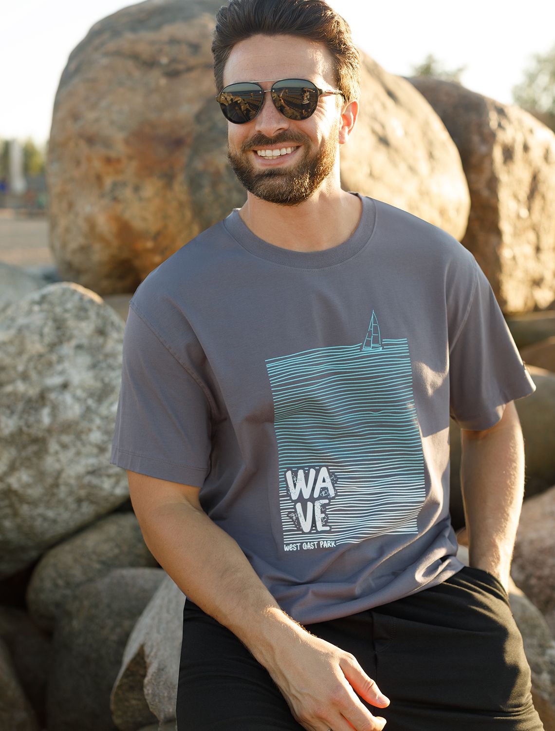 картинка Футболка мужская серый_wave от магазина Одежда+