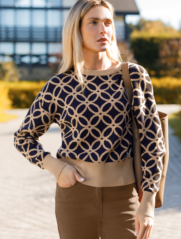 картинка Джемпер женский синий-бежевый от магазина Одежда+