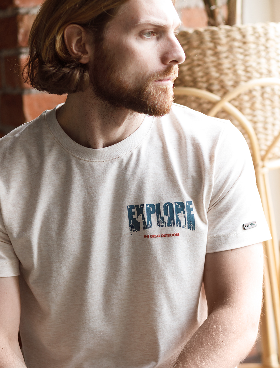 картинка Футболка мужская овсяный_explore от магазина Одежда+