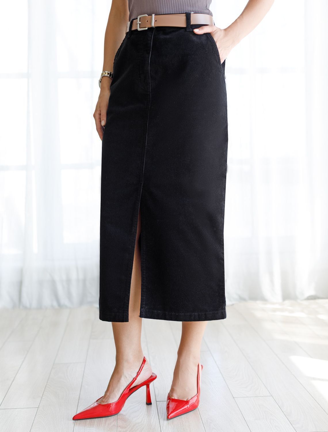 картинка Юбка женская черный магазин Одежда+ являющийся официальным дистрибьютором в России 