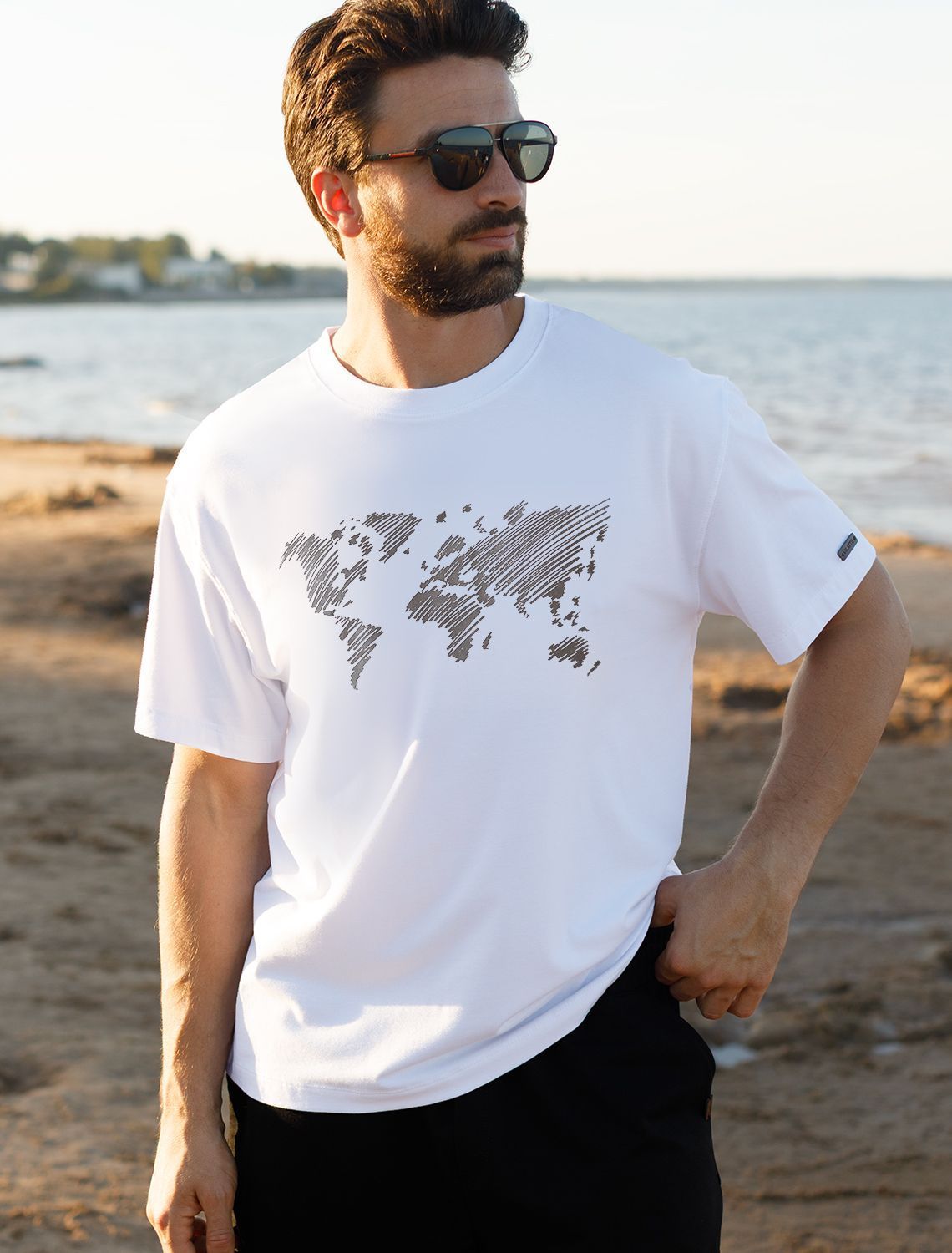 картинка Футболка мужская белый_карта магазин Одежда+ являющийся официальным дистрибьютором в России 