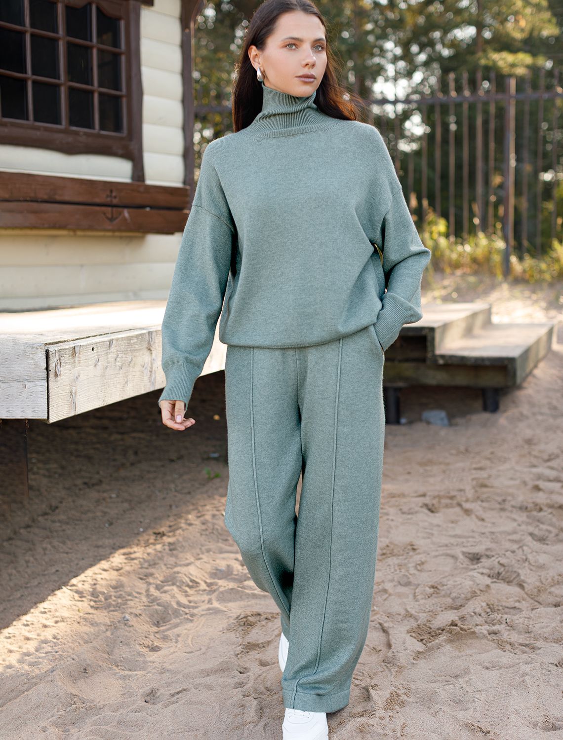 картинка Свитер женский светло-оливковый меланж от магазина Одежда+