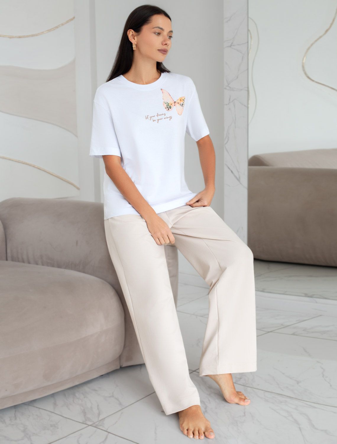 картинка Брюки женские бежевый от магазина Одежда+